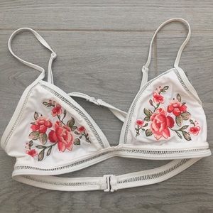 White Floral Bikini Top